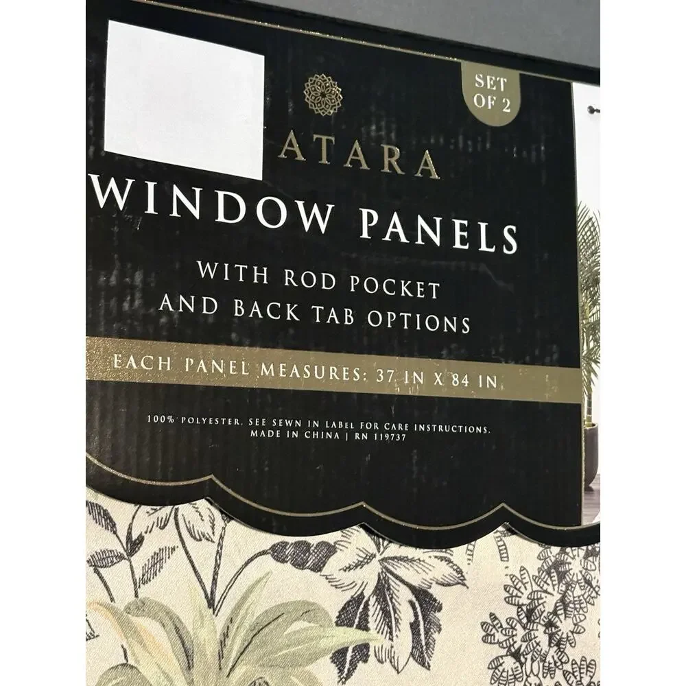 Anatara Tiger Jungle Birds Window Curtains Panels Drapes 84” Slight Satin Finish